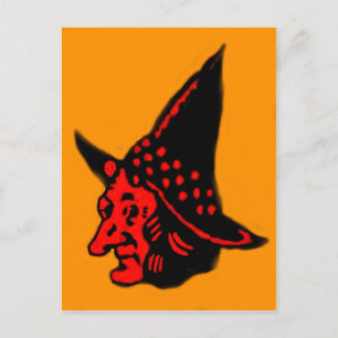 Orange Hexe Halloween Postkarte