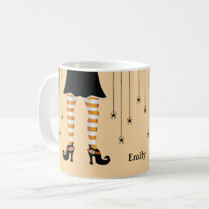 Orange Hexenbeine Und Spinnen Mit Namen Halloween Kaffeetasse