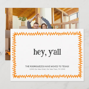 Orange Hey Y'all - Déménagé au Texas Faire-part