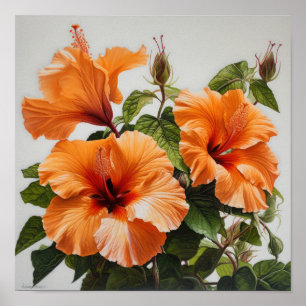 Orange Hibiscus Flower Art Imprimer Poster