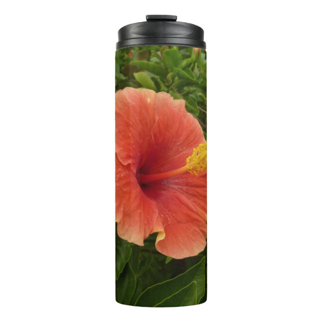Orange Hibiscus Flower Tropical Floral Thermosbecher (Vorderseite)