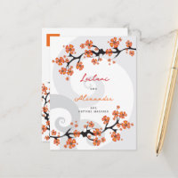 Orange Hibiscus Tourbillons Gris Tropical Cartes d