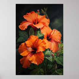 Orange Hibisken Blume Art Print Poster