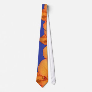 Orange Hibisken Blume auf Blue Necktie Krawatte