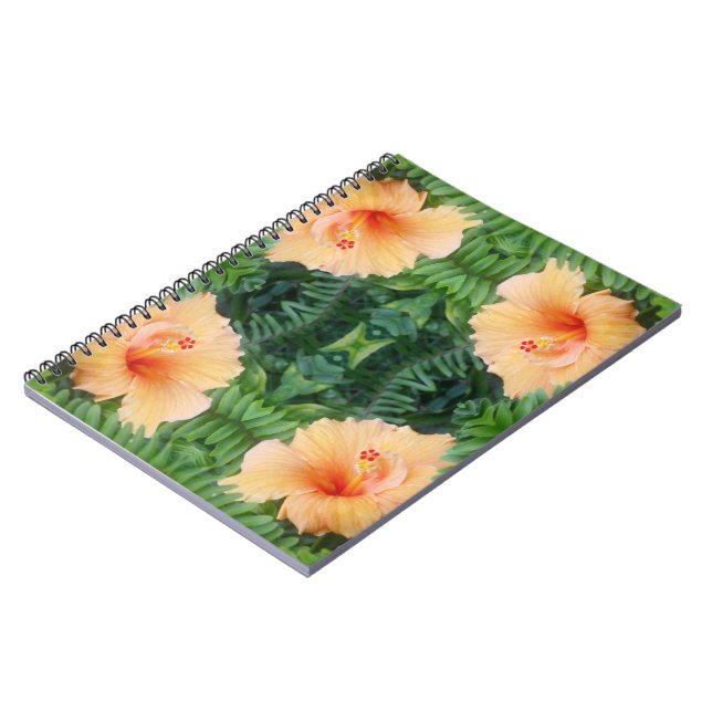 Orange Hibisken Blume Muster Notizblock (Linke Seite)