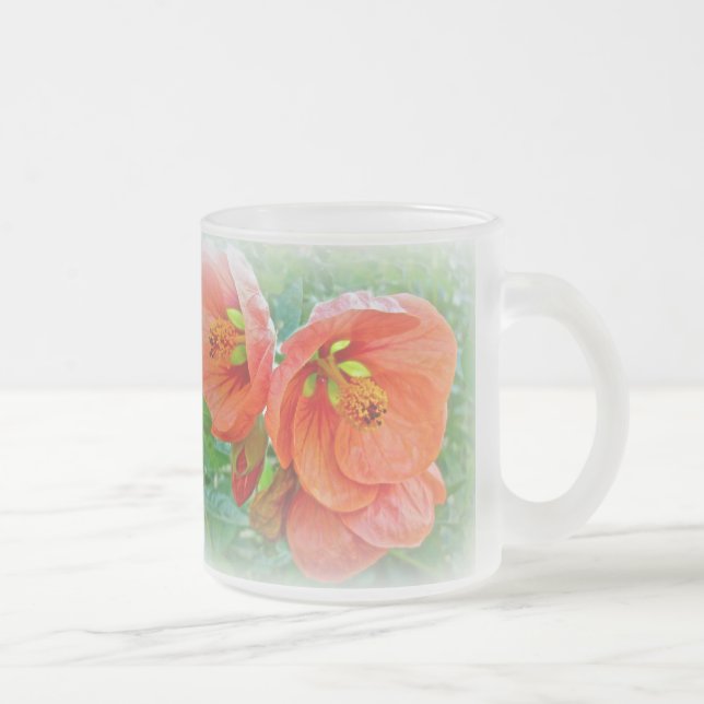 Orange Hibiskus Blume Mattglastasse (Rechts)