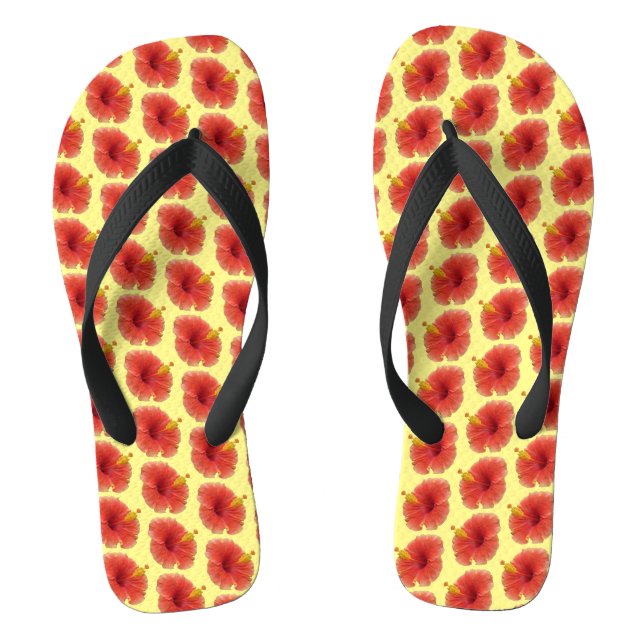 Orange Hibiskus Blume Tropenflora Flip Flops (Fußbett)