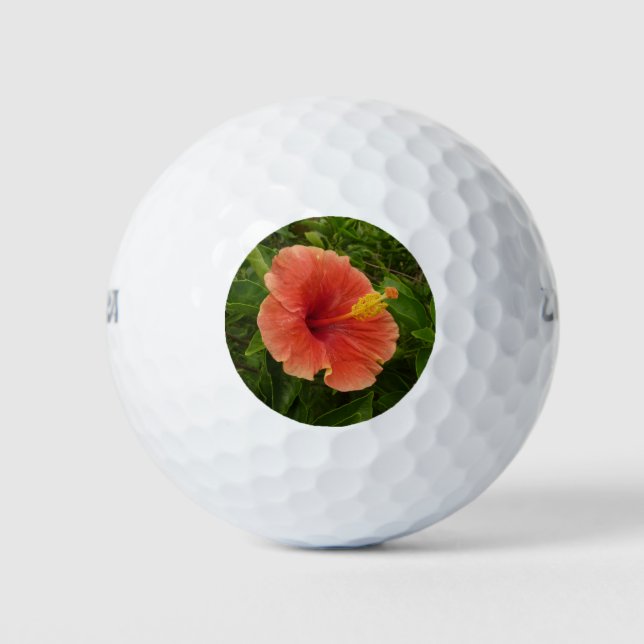 Orange Hibiskus Blume Tropenflora Golfball (Vorderseite)