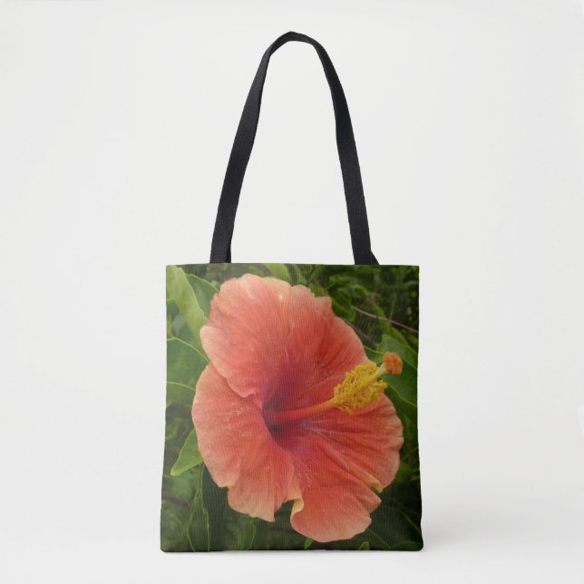 Orange Hibiskus Blume Tropenflora Tasche (Vorderseite)
