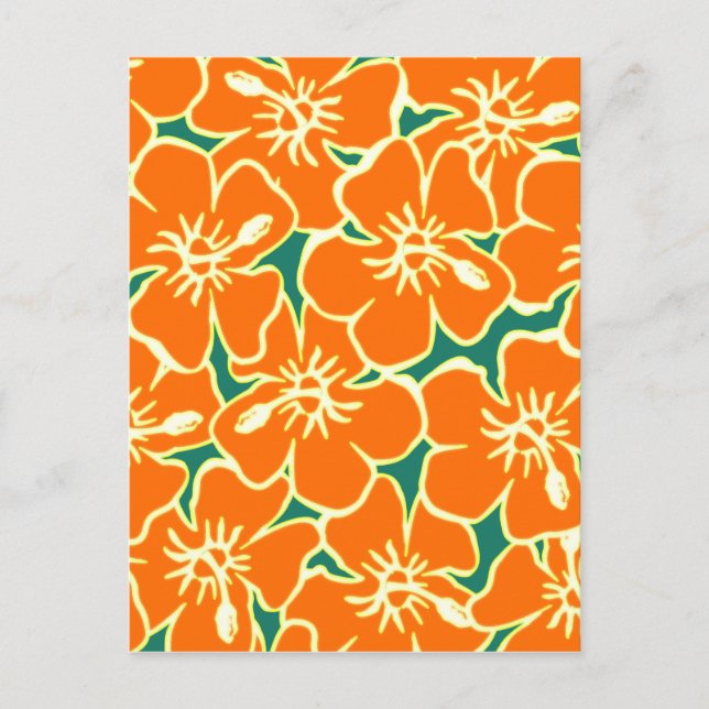 Orange Hibiskus Blume Tropical Hawaiian Luau Postkarte (Vorderseite)