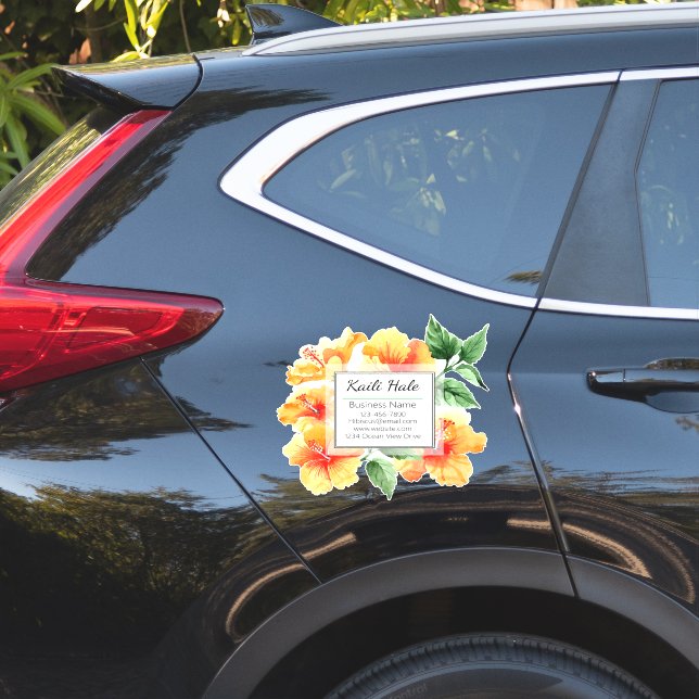 Orange Hibiskus Business Card Vinyl Car Sticker (Auto Seite)