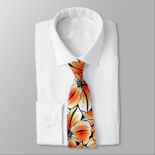 Orange Hibiskus Krawatte