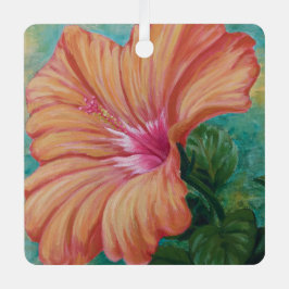 Orange Hibiskus Ornament Aus Metall