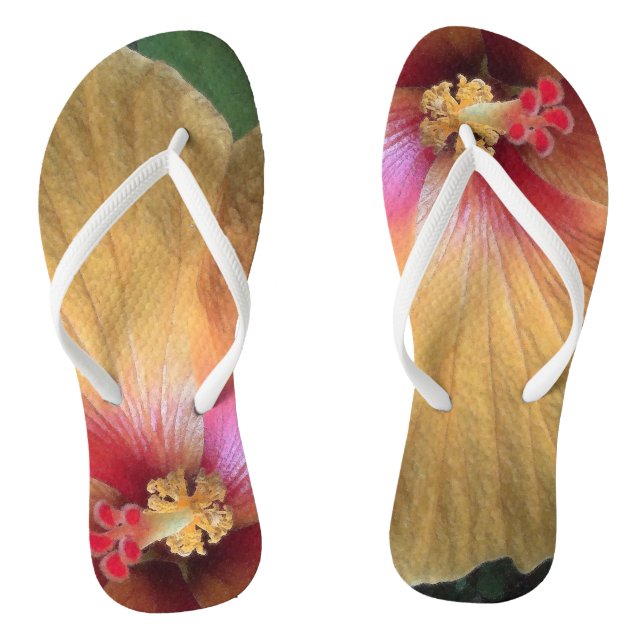 Orange Hibiskus Ruffle Flip Flops (Fußbett)