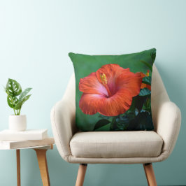 Orange Hibiskus Throw Kissen