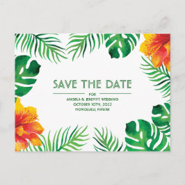 Orange Hibiskus Tropical Save the Date Postkarte
