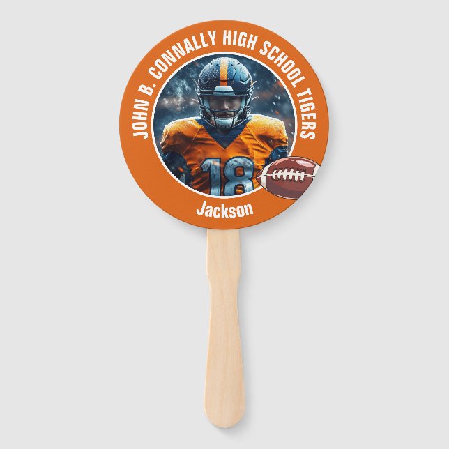 Orange High School Football Player Photo Parent Fächer (Vorderseite)