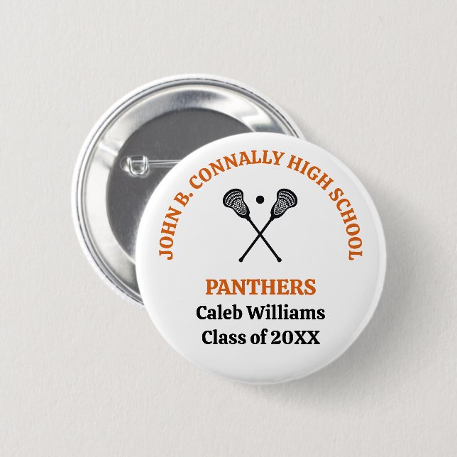 Orange High School Lacrosse-Mannschaft Personalisi Button (Vorne & Hinten)