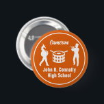 Orange High School Marching Band Personalisiert Button<br><div class="desc">Diese coole,  individuell auf die Bedürfnisse des Gymnasiums zugeschnittene orangefarbene High School Marching Band-Taste zeigt eine weiße Typografie Ihres Spielernamen unter den Schlagzeug. Ein großartiges Geschenk für Schüler und Musiker für Eltern.</div>