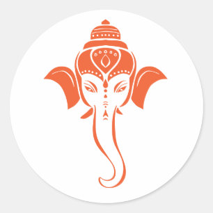 Orange Hindu Festive Ganesh Indischer Gott Runder Aufkleber