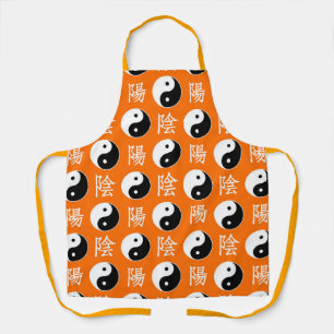 Orange Hintergrund Chinesisches Yinyang-Muster Schürze