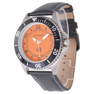 Orange Hintergrundfarbe personalisieren Sie dies! Armbanduhr