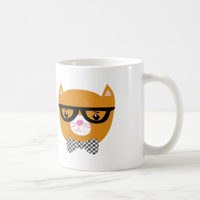 Orange Hipsterkatzen-Tasse Kaffeetasse (Rechts)