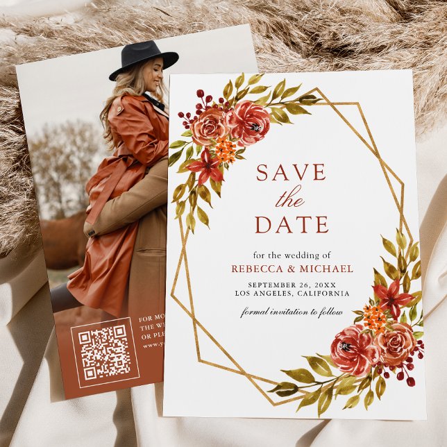 Orange Hochzeit im Herbst Foto Save The Date (Von Creator hochgeladen)