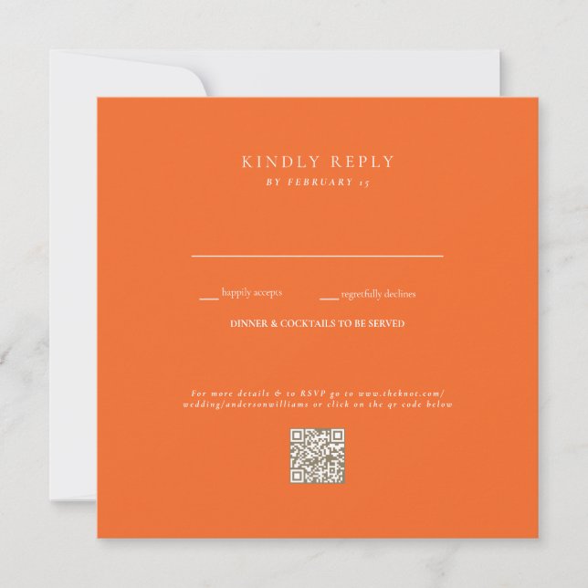 Orange Hochzeits-QR-Code-RSVP (Vorderseite)