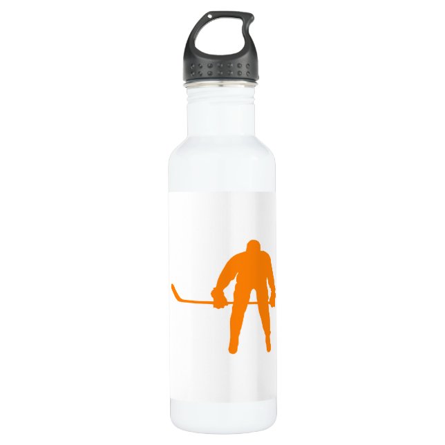 Orange Hockey Trinkflasche (Vorderseite)