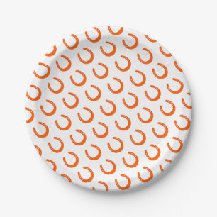 Orange Horseshoe Pattern Pferdepony Reitsport Spaß Pappteller