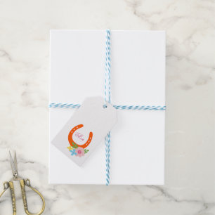 Orange Horseshoe Pink NAME Blume Pferdestall Geschenkanhänger