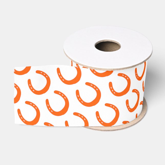 Orange Horseshoe Silhouette Moderner Reiterspass Ripsband (Spule)