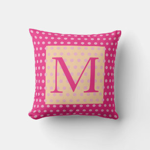 Orange Hot Pink Polka Dot Pattern Boho Girly Kissen