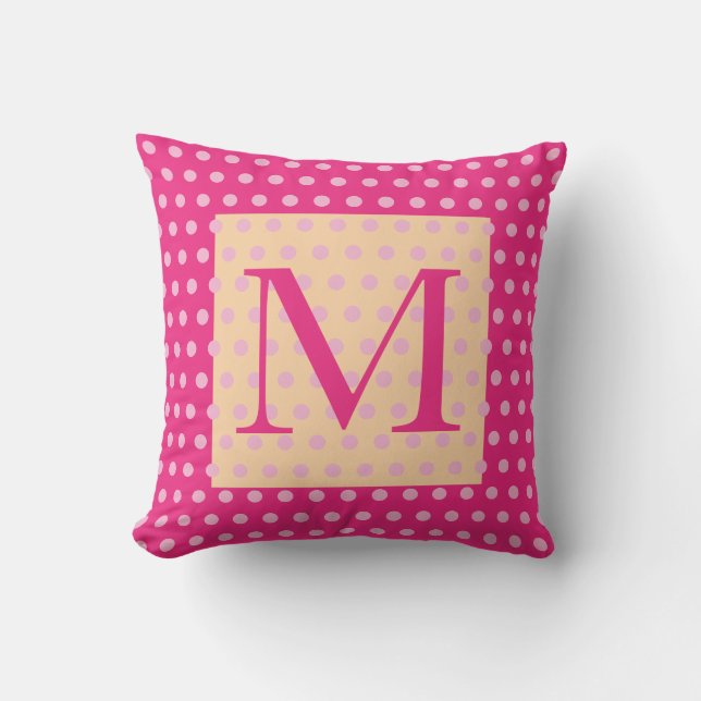 Orange Hot Pink Polka Dot Pattern Boho Girly Kissen (Vorderseite)