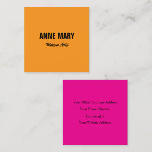 Orange Hot Pink Schwarz Helle Farbige Doppelfarbe Quadratische Visitenkarte