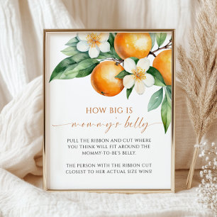 Orange How Big is Mommy's Bly Baby Shower Game Poster
