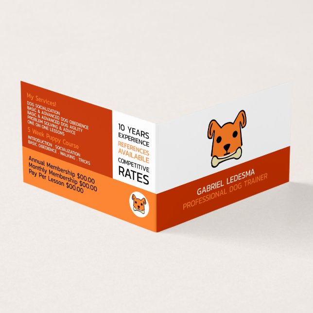 Orange Hund, Hunde Trainer im Detail Visitenkarten (Vorderseite)