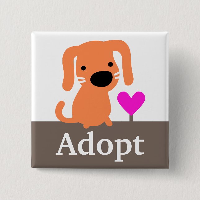 Orange Hundehaustier-Adoption Button (Vorderseite)