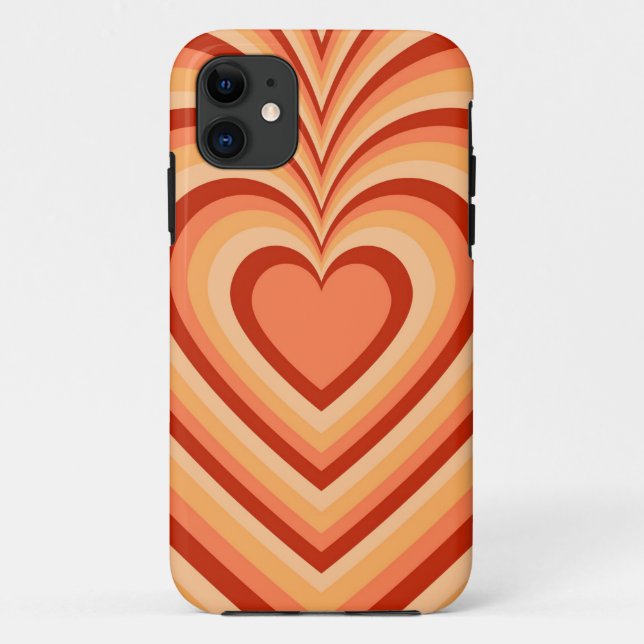 Orange Hypnotic Heart Liebe Pattern Case-Mate iPhone Hülle (Rückseite)