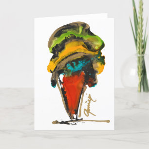 Orange Ice Creme Cone Lovitude Blank Note Card Dankeskarte