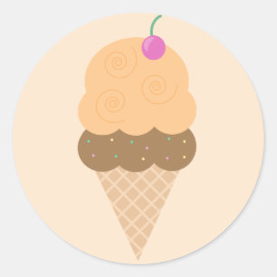 Orange Ice Creme Cone Runder Aufkleber