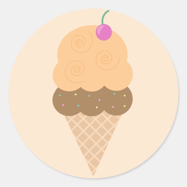 Orange Ice Creme Cone Runder Aufkleber (Vorderseite)