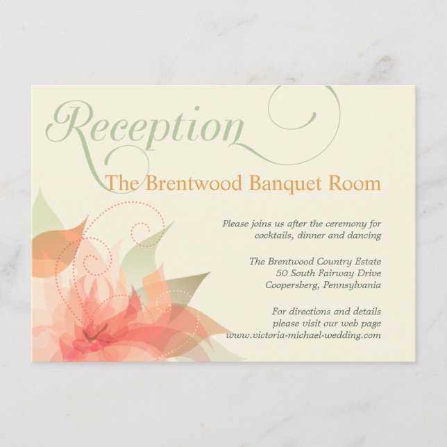 Orange Ice Floral Garden Wedding Empfang Card Begleitkarte (Vorderseite)