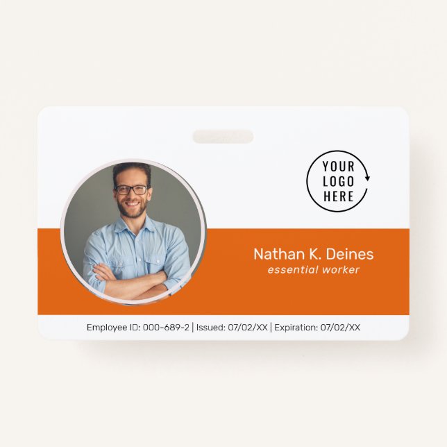 Orange ID | Mitarbeiter Foto ID Company Security Ausweis (Vorderseite)