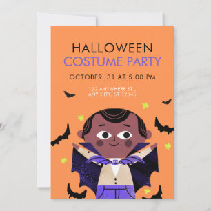 Orange Illustrative Halloween Costume Party Einladung