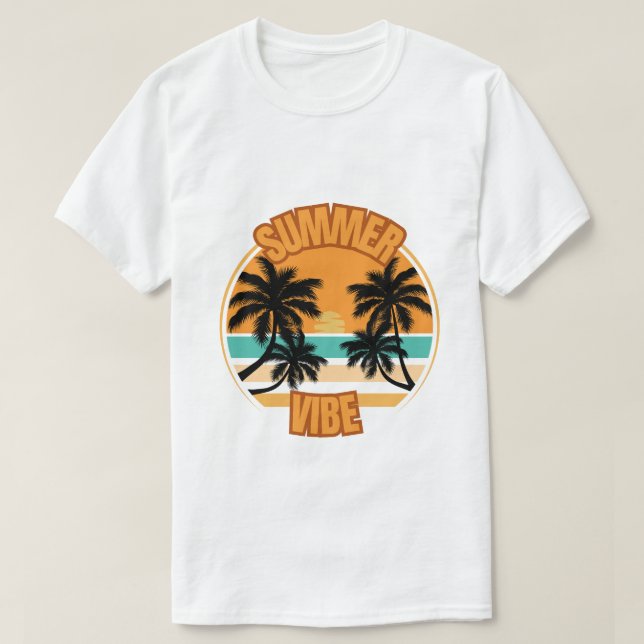 Orange Illustrative Summer Time Artwork T-Shirt (Design vorne)