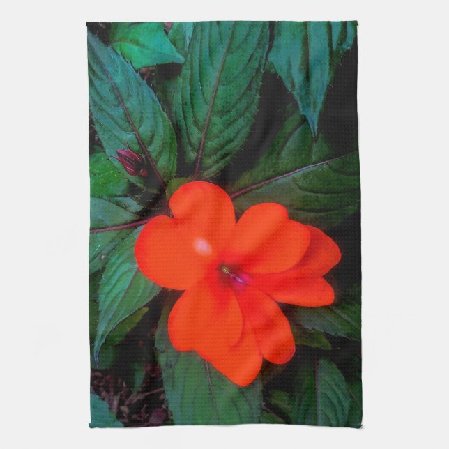 Orange Impatiens Blume Geschirrtuch (Vertikal)