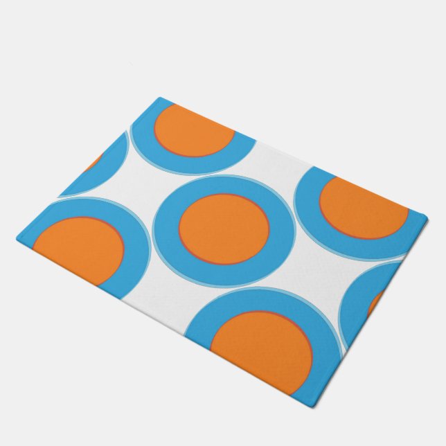 Orange in den blauen Punkten Fußmatte (Schrägansicht)