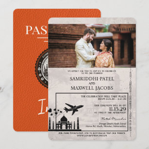 Orange India Passport Hochzeitseinladung Einladung